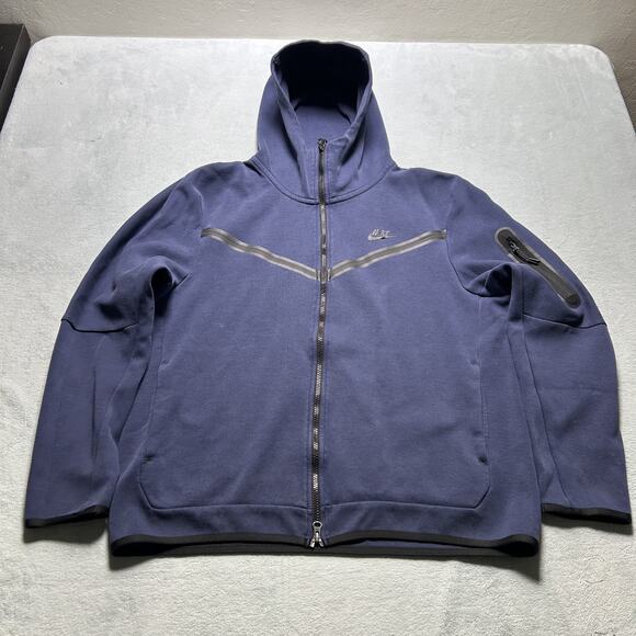 Nike Tech Fleece Hoodie Mens XL Blue Full Zip Sports Jacket Athletic Track - Picture 1 of 16